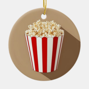 Popcorn in a Brown Background Ceramic Tree Decoration