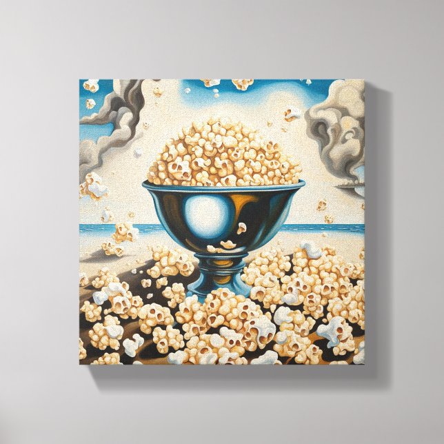 Popcorn In A Silver Platter Canvas Print (Front)