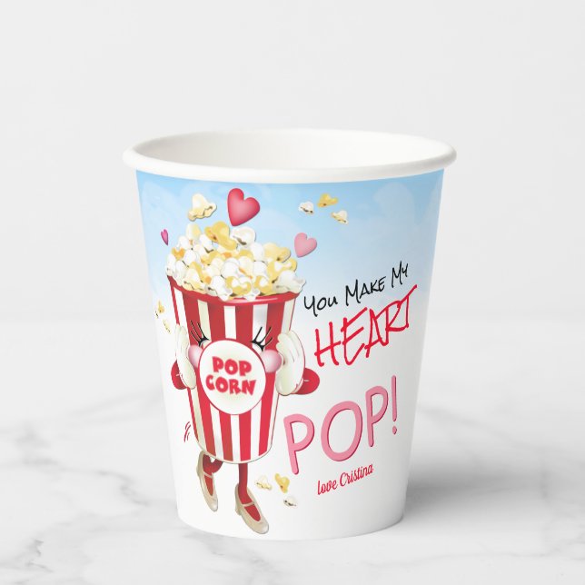 Popcorn Love Funny Paper Cups (Front)