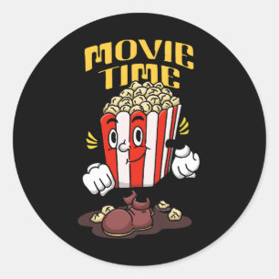 Popcorn Mascot Cartoon Classic Round Sticker