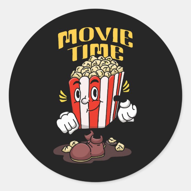 Popcorn Mascot Cartoon Classic Round Sticker (Front)