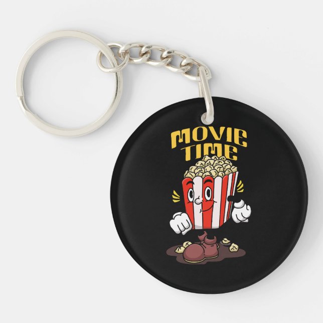 Popcorn Mascot Cartoon Key Ring (Front)