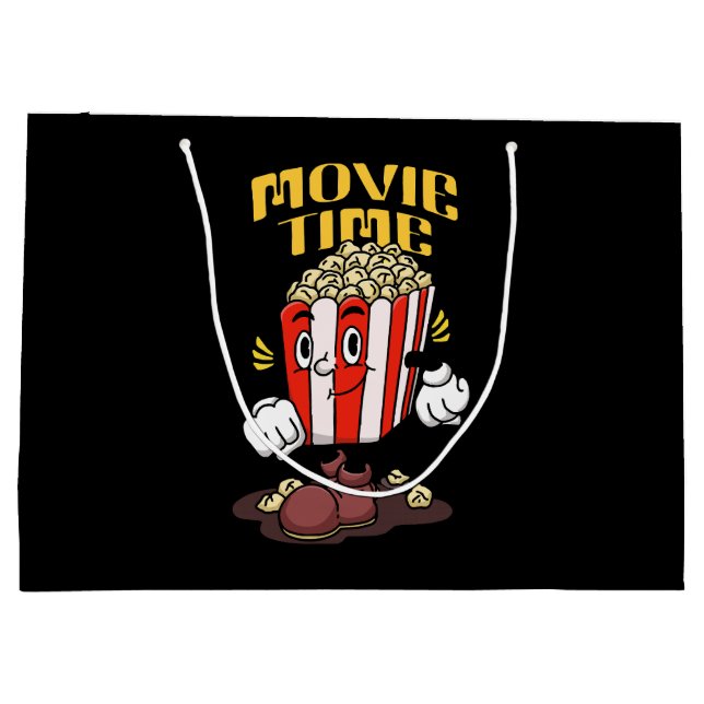 Popcorn Mascot Cartoon Large Gift Bag (Back)