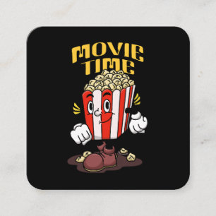 Popcorn Mascot Cartoon Square Business Card