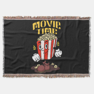 Popcorn Mascot Cartoon Throw Blanket