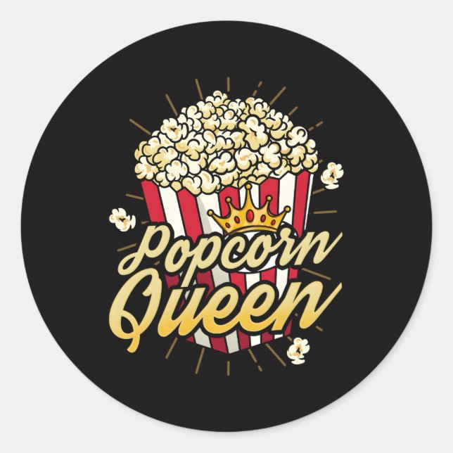 Popcorn Movie Night Cinema Classic Round Sticker (Front)