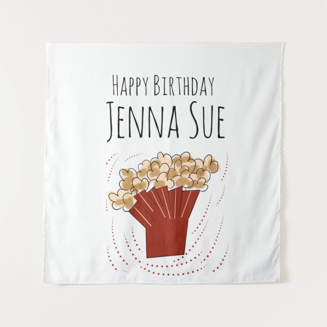 Popcorn Movie Outdoor Party Birthday     Tapestry (Front)