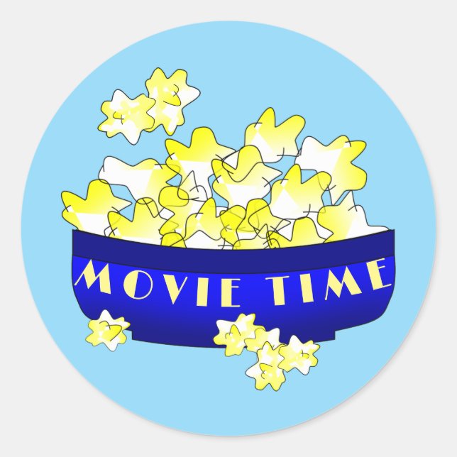 Popcorn Movie Time  Classic Round Sticker (Front)