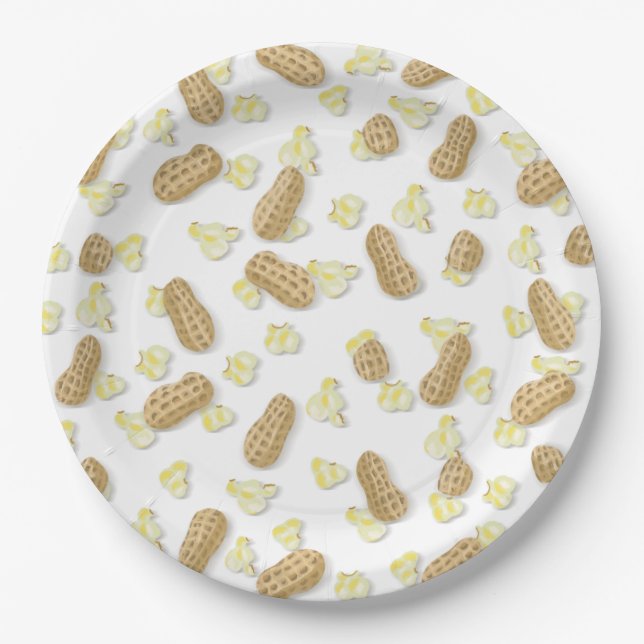 Popcorn! Peanuts! Plates! Ballpark Carnival Party Paper Plate (Front)