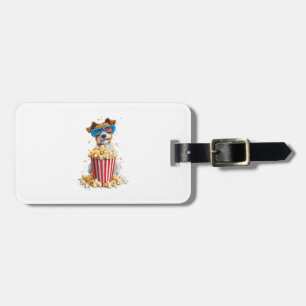 Popcorn Pup � Movie Night Dog Luggage Tag