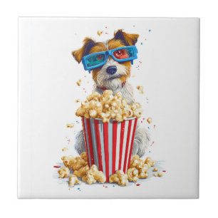 Popcorn Pup � Movie Night Dog Tile