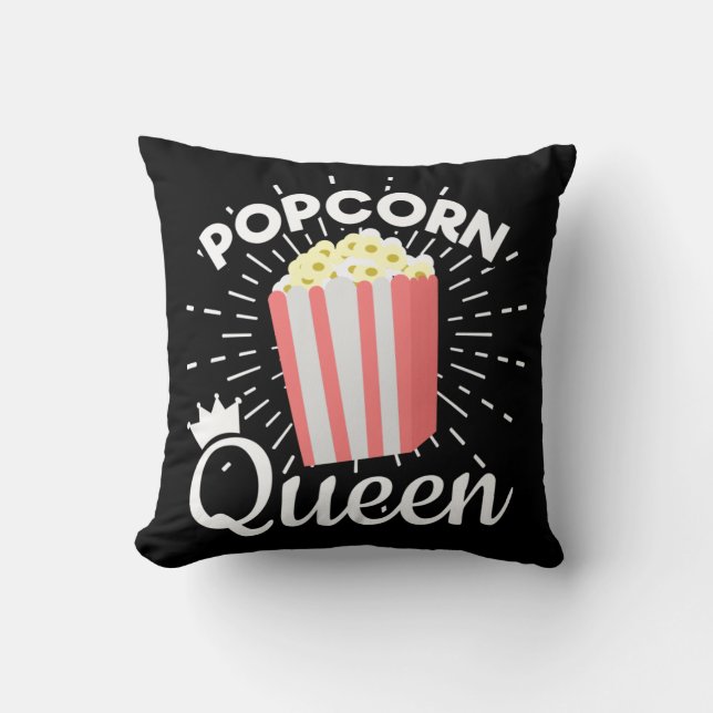 Popcorn Queen Women Girls Movie Popcorn Lover Cushion (Front)