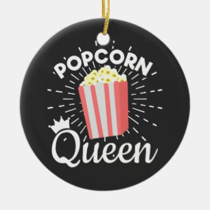 Popcorn Queen Women Girls Movie Popcorn Lover T-Sh Ceramic Tree Decoration
