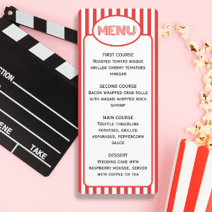 Popcorn Red and White Striped Movie Theme Party Menu
