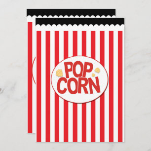 Popcorn Red & White Stripe Movie Party Invitations