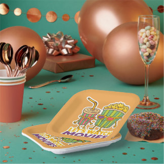 Popcorn & Soda Duo – Movie Night Vibes Paper Plate