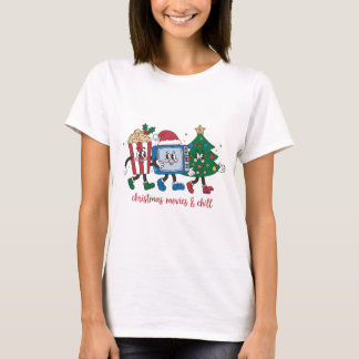 Popcorn, Telly, Tree, Christmas Movies and Chill T-Shirt