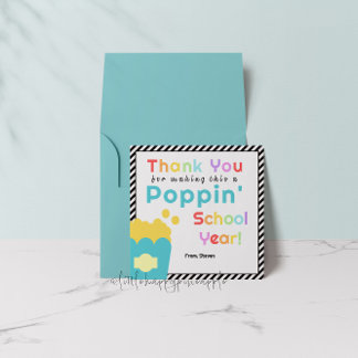 Popcorn Theme Teacher End of Year Thank You Card