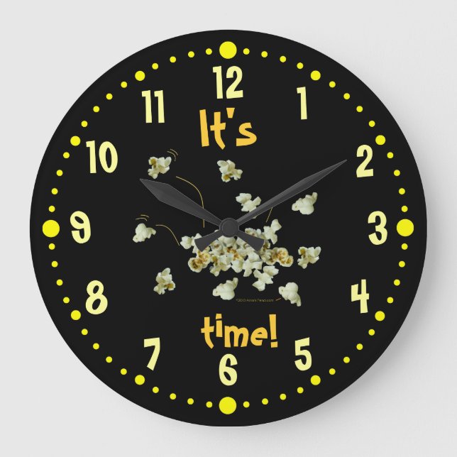Popcorn Time Popcorn Lovers Kitchen Clock W/Minute (Front)