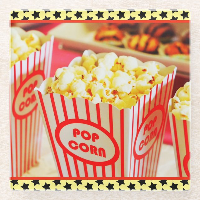 *Popcorn & Treats* Glass Coaster (Front)