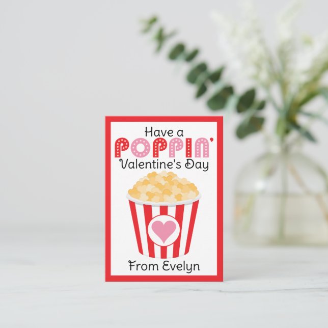Popcorn Valentine | Popcorn Classroom Valentine Card (Standing Front)