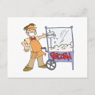 popcorn vendor movie popcorn cart postcard