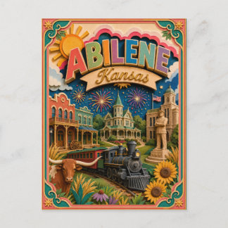PopCut States Abilene Kansas Paper Art Postcard