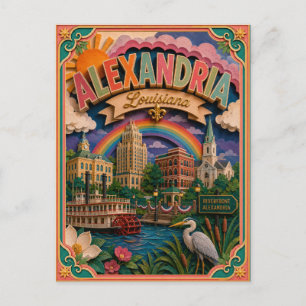 PopCut States Alexandria Louisiana Paper Art Postcard