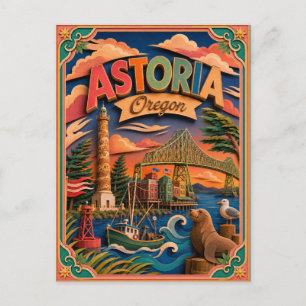 PopCut States Astoria Oregon Paper Art Postcard