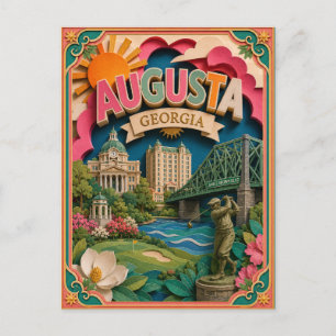PopCut States Augusta Georgia Paper Art Postcard