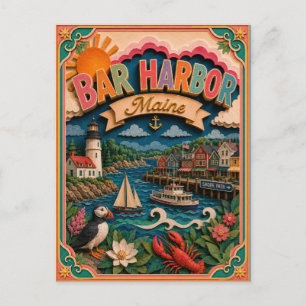 PopCut States Bar Harbour Maine Paper Art Postcard