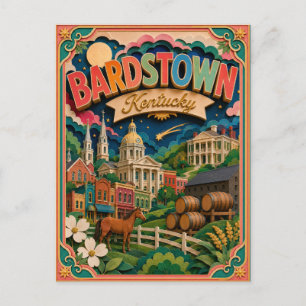 PopCut States Bardstown Kentucky Paper Art Postcard