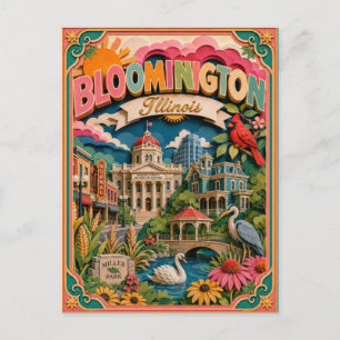 PopCut States Bloomington Illinois Paper Art Postcard