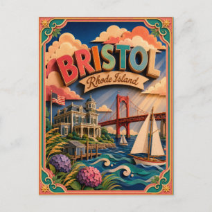 PopCut States Bristol Rhode Island Paper Art Postcard