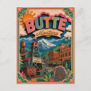 PopCut States Butte Montana Paper Art Postcard