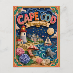 PopCut States Cape Cod Massachusetts Paper Art Postcard