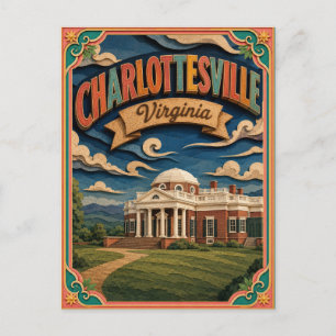 PopCut States Charlottesville Virginia Paper Art Postcard