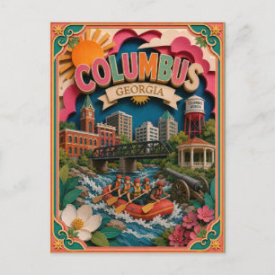 PopCut States Columbus Georgia Paper Art Postcard