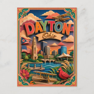 PopCut States Dayton Ohio Paper Art Postcard