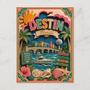 PopCut States Destin Florida Paper Art Postcard