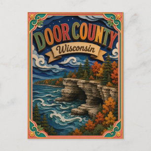 PopCut States Door County Wisconsin Paper Art Postcard