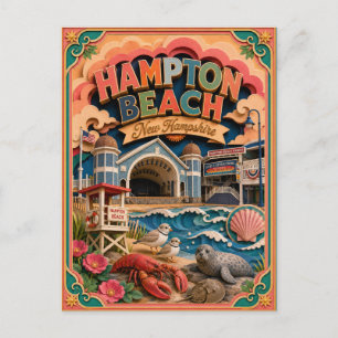 PopCut States Hampton Beach New Hampshire Art Postcard