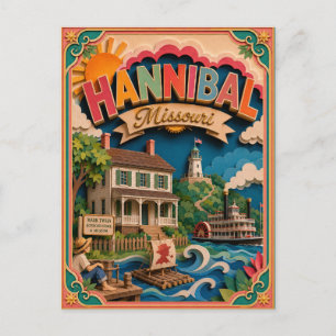 PopCut States Hannibal Missouri Paper Art Postcard