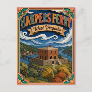 PopCut States Harpers Ferry West Virginia Art Postcard