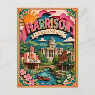 PopCut States Harrison Arkansas Paper Art Postcard