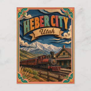 PopCut States Heber City Utah Paper Art Postcard
