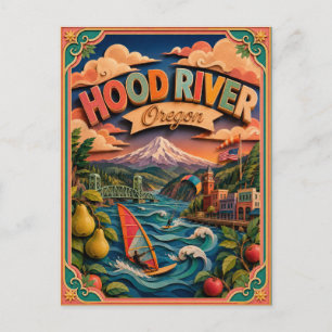 PopCut States Hood River Oregon Paper Art Postcard