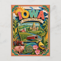 PopCut States Iowa Colourful 3D Paper Art
