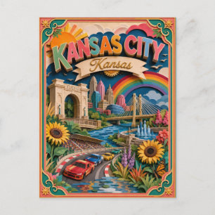 PopCut States Kansas City Kansas Paper Art Postcard