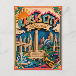 PopCut States Kansas City Missouri Paper Art Postcard